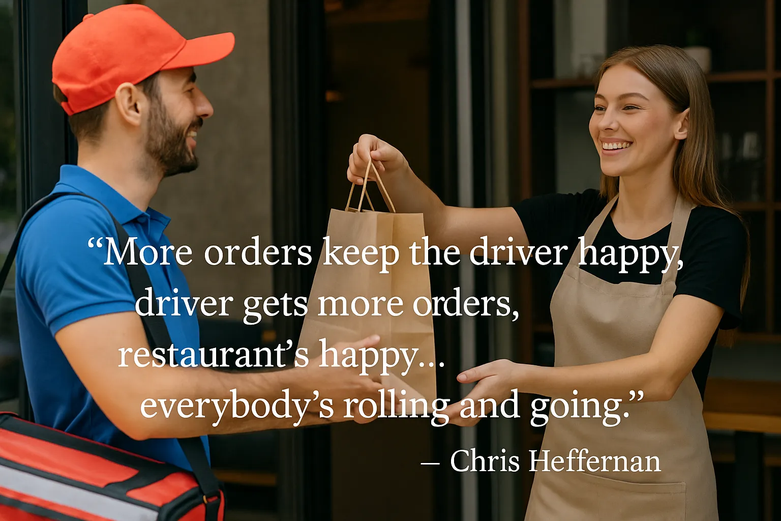 “More orders keep the driver happy, driver gets more orders, restaurant’s happy… everybody’s rolling and going.” — Chris Heffernan