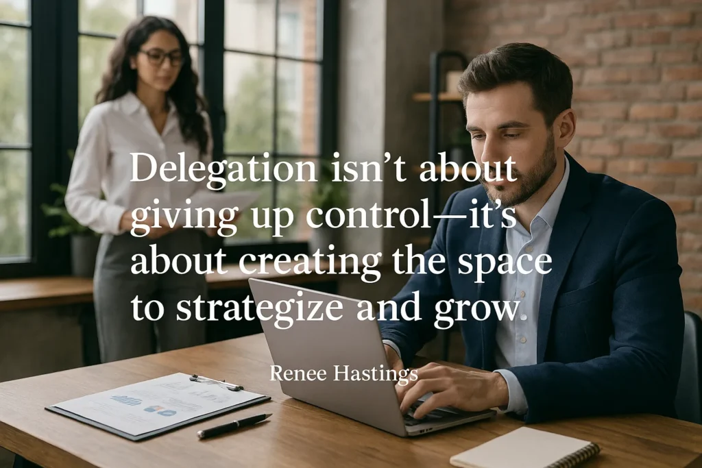 Delegation isn’t about giving up control—it’s about creating the space to strategize and grow. Renee Hastings