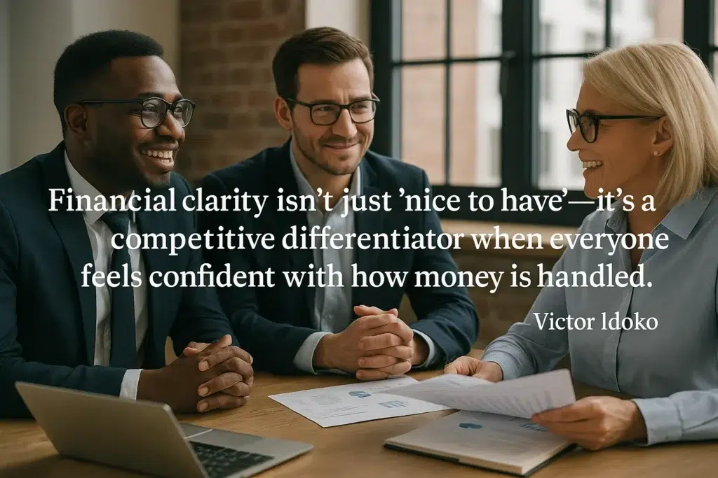 Financial Clarity isn't nice to have. It's a competative differentiator when everyone feels confident with how money is handled. Victor Idoko