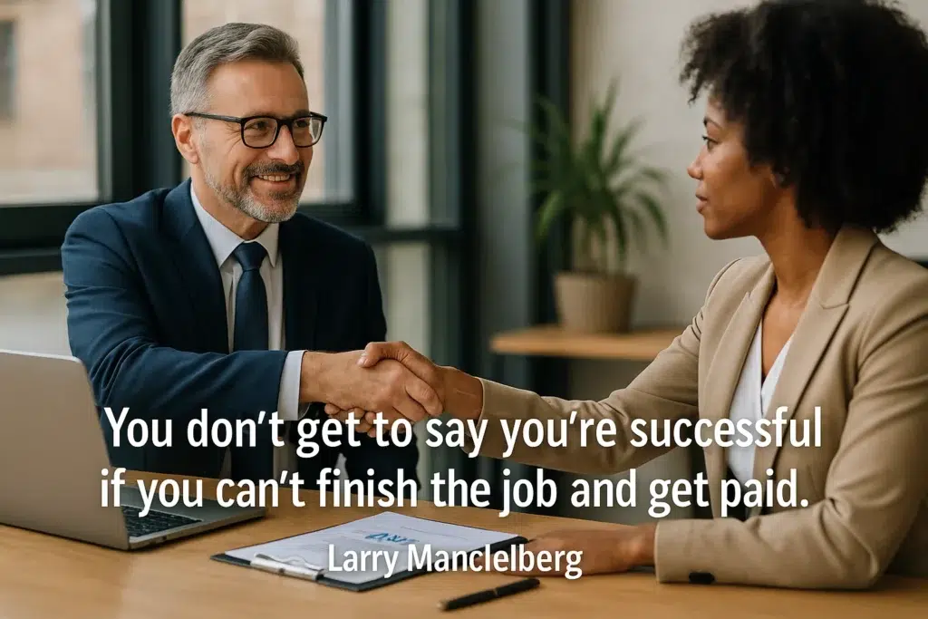 You don't get to say you're successful if you can't finish the job and get paid, Larry Mandelberg, Business Superfans Podcast, Frederick Dudek