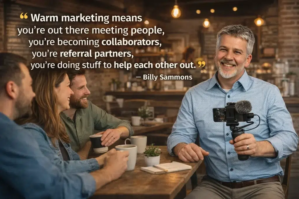 “Warm marketing means you're out there meeting people and you're becoming collaborators, you're referral partners, you're doing stuff to help each other out.”